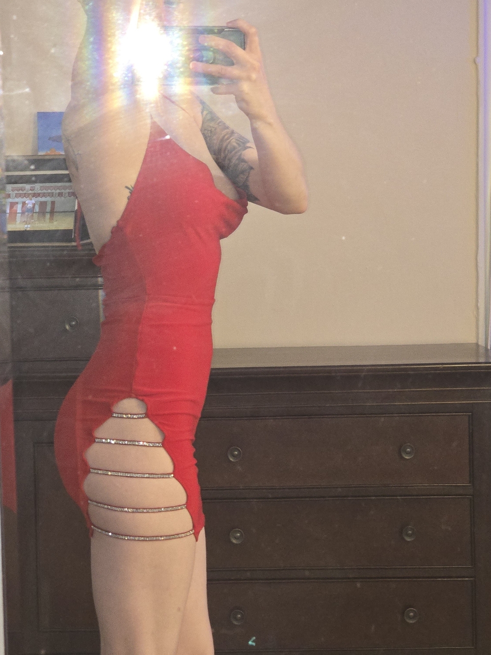 Sexy Red Strappy Side-Cut Bodycon Dress